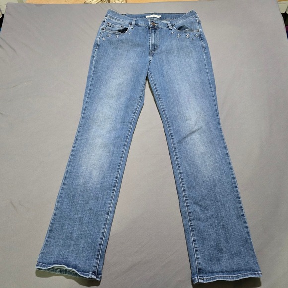 Levi's Denim - Levi's 505‎ Straight Jeans Womens 30 Blue Floral Embroidered Medium Wash Denim
